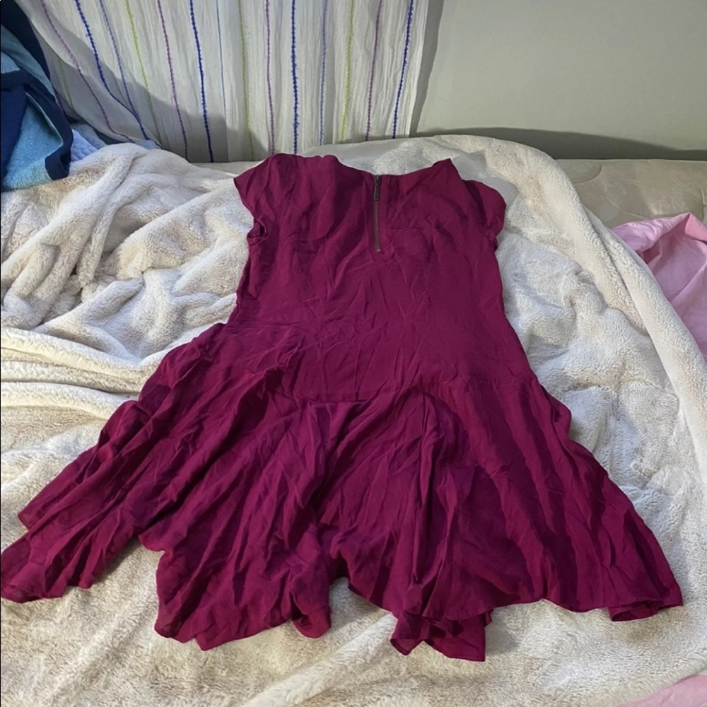 Short sleeve maroon skater dress